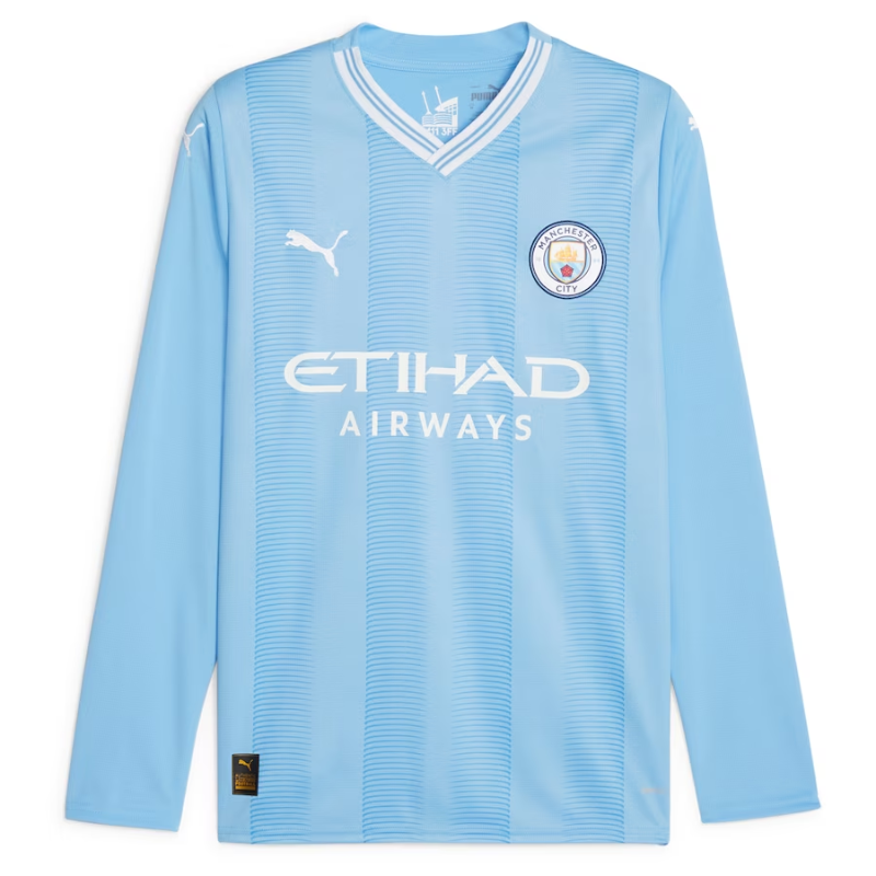 Manchester City 2023/24 Home Custom Long Sleeve Jersey - Sky Blue