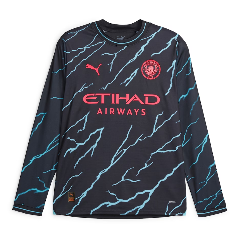 Manchester City 2023/24 Third Long Sleeve Custom Jersey - Navy