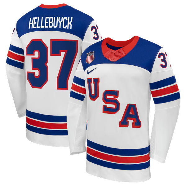 Town Jersey Nike Connor Hellebuyck US Hockey 2026 Away Jersey - White
