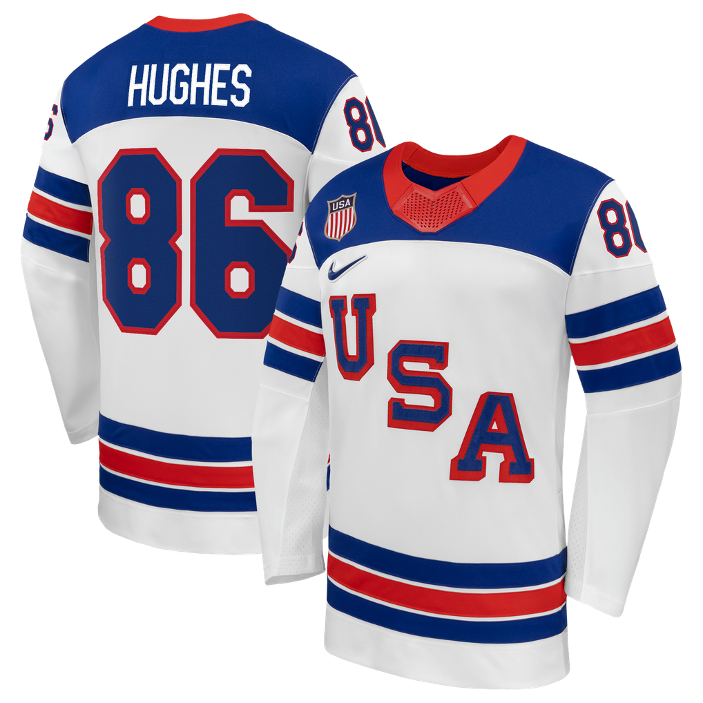 Town Jersey Nike US Hockey Jack Hughes 2026 Away Replica Jersey