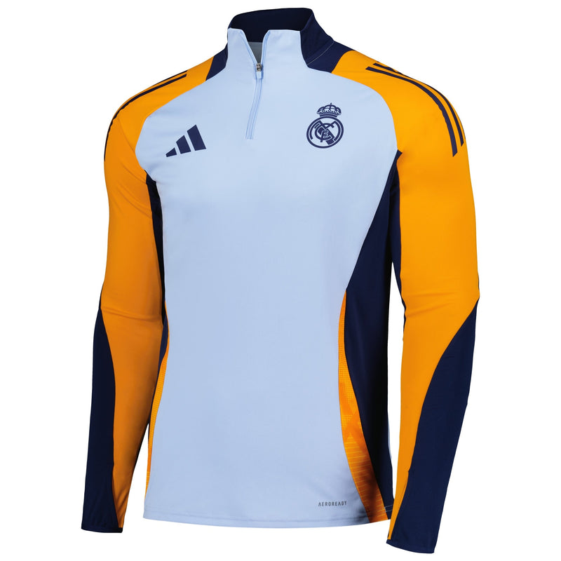 Real Madrid adidas 2024/25 AEROREADY Raglan Quarter-Zip Training Top - Light Blue