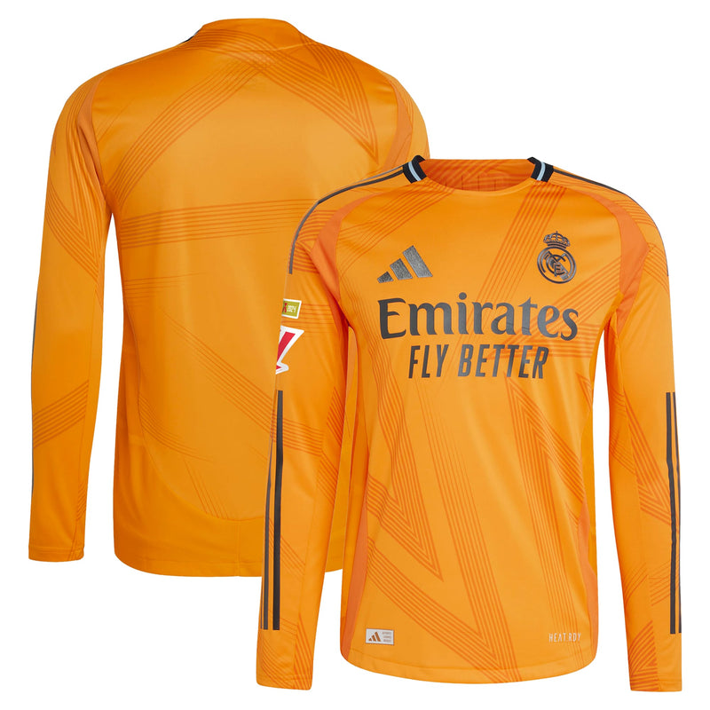 Real Madrid adidas 2024/25 Away Long Sleeve Jersey - Orange