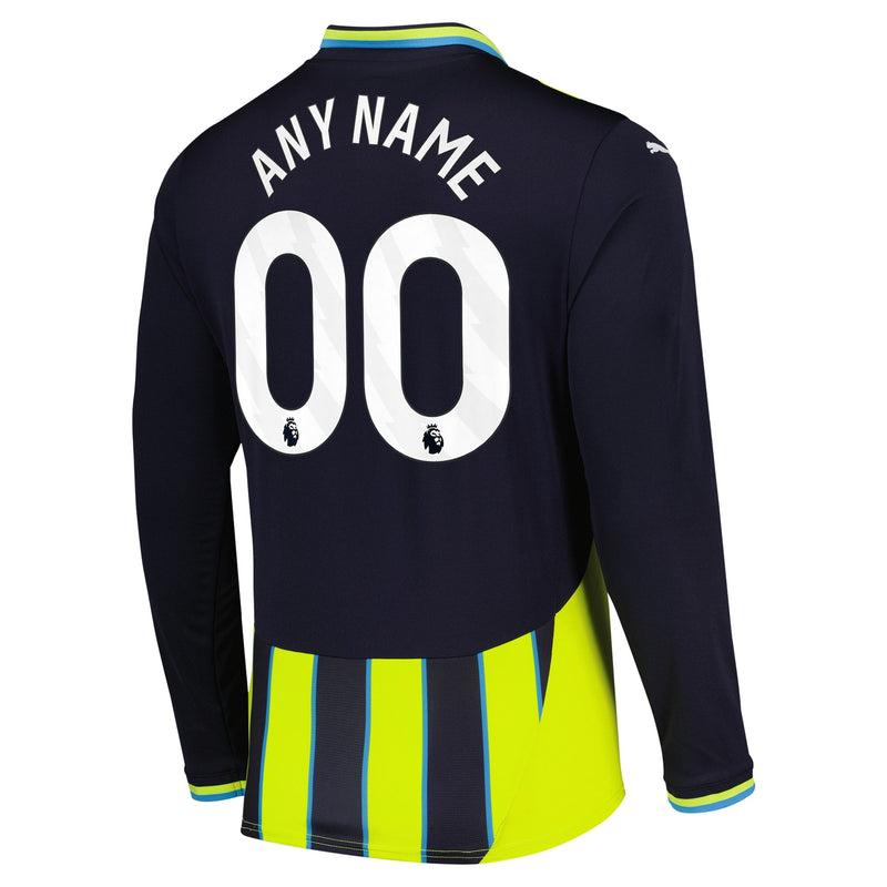 Manchester City Puma 2024/25 Away Long Sleeve Custom Jersey - Navy