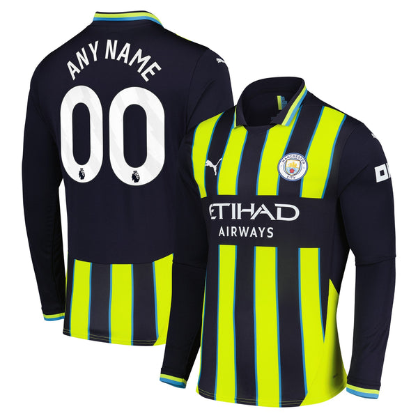 Manchester City Puma 2024/25 Away Long Sleeve Custom Jersey - Navy