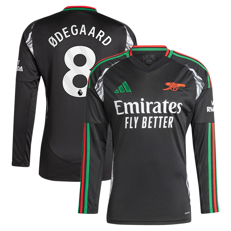 Martin Odegaard Arsenal adidas 2024/25 Away Long Sleeve Player Jersey - Black