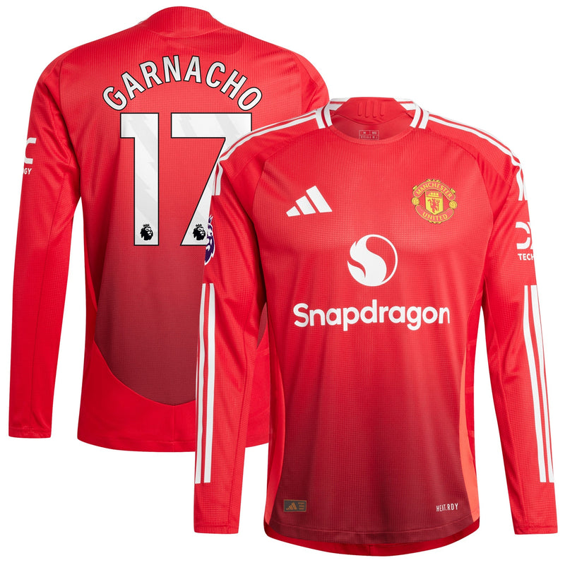 Alejandro Garnacho Manchester United Shirt 2024/2025 Home Long Sleeve Player Jersey - Red