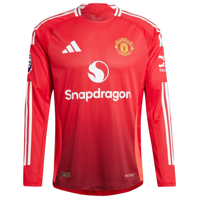 Manchester United adidas 2024/25 Home Long Sleeve Patch Jersey - Red