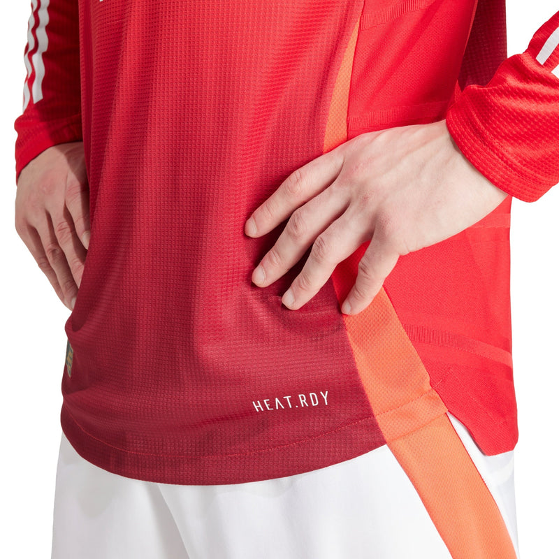 Manchester United adidas 2024/25 Home Long Sleeve Patch Jersey - Red