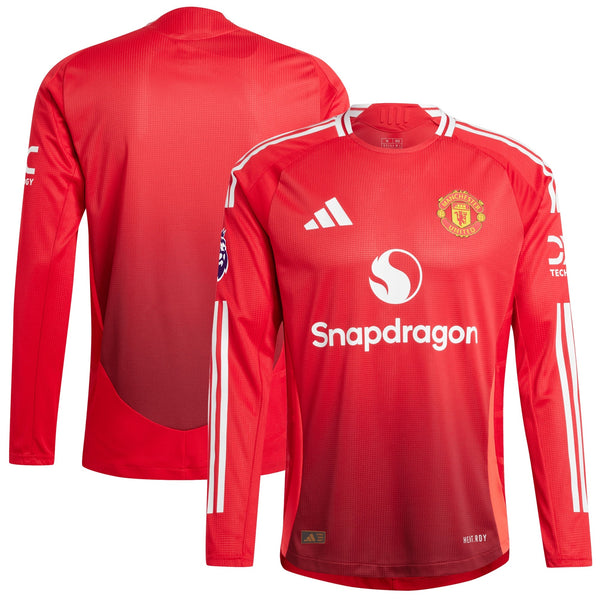 Manchester United adidas 2024/25 Home Long Sleeve Patch Jersey - Red