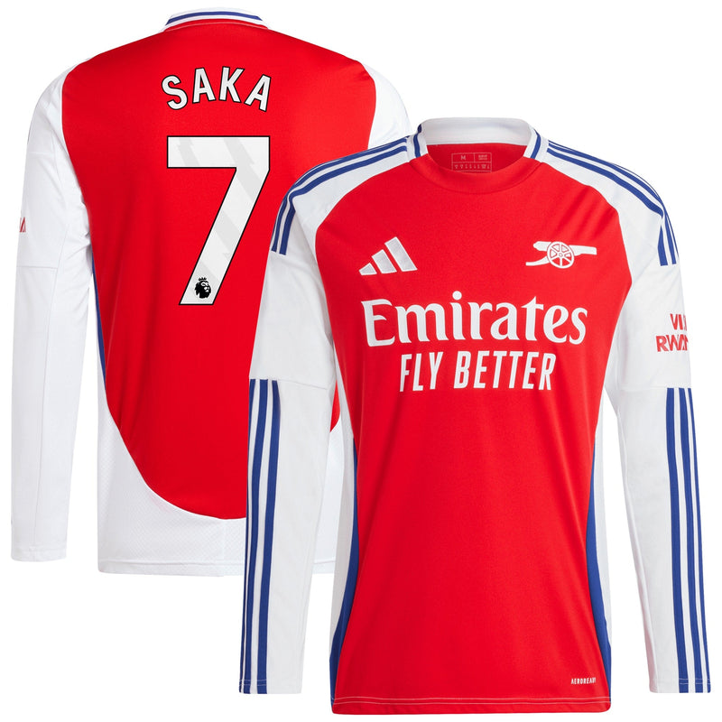 Bukayo Saka Arsenal adidas 2024/25 Home Long Sleeve Player Jersey – Red