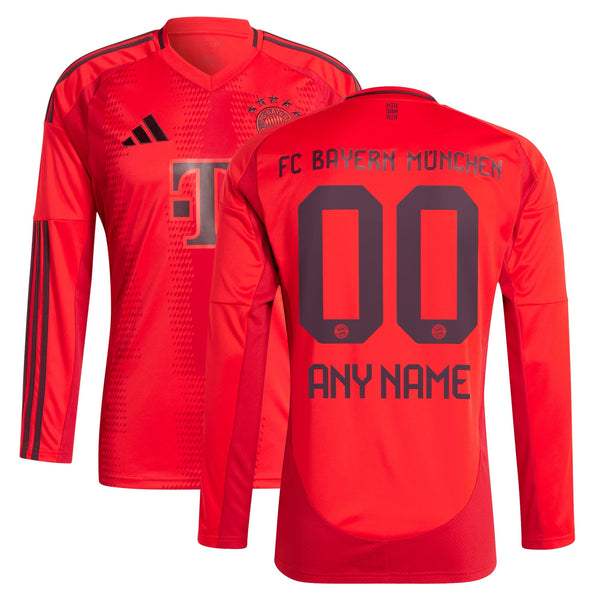 Selected slide 1 of 3Display slide 2 of 3Display slide 3 of 3 Bayern Munich adidas 2024/25 Home Long Sleeve Custom Jersey - Red