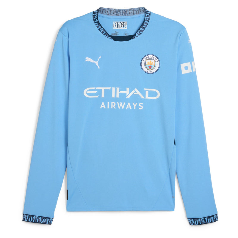 Manchester City Puma 2024/25 Home Long Sleeve Custom Jersey - Light Blue