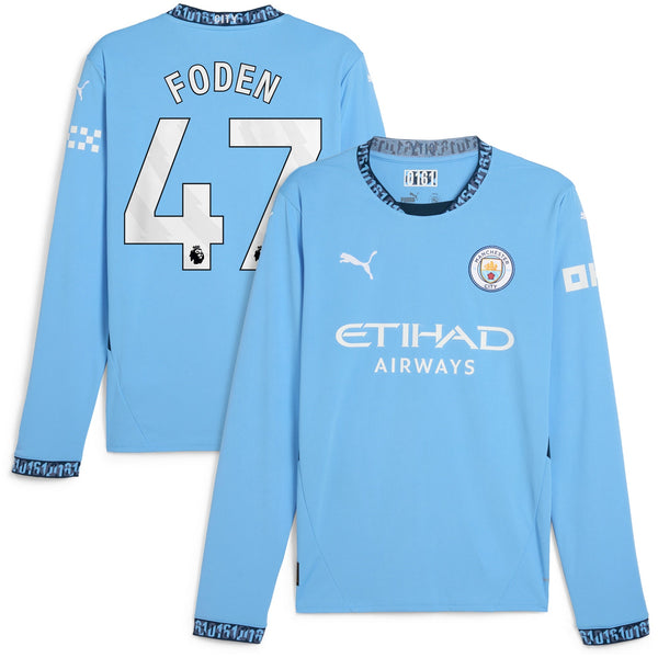 Phil Foden Manchester City Puma 2024/25 Home Long Sleeve Player Jersey - Light Blue