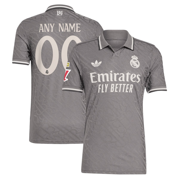 Real Madrid adidas Originals 2024/25 Third Custom Jersey - Charcoal