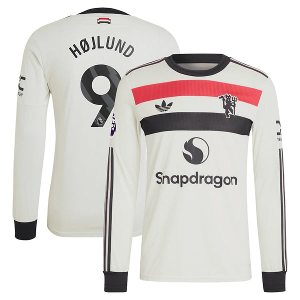 Rasmus Højlund Manchester United adidas Originals 2024/25 Third Long Sleeve Jersey - Cream