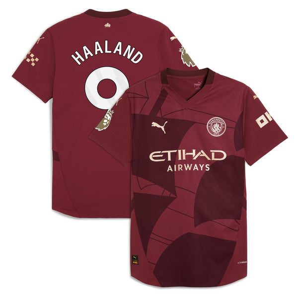 Erling Haaland 9 Manchester City Puma Shirt 2024/25 Third Player Jersey - Burgundy