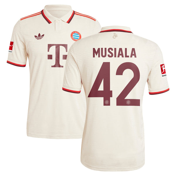 Jamal Musiala Bayern Munich adidas Originals 2024/25 Third Player Jersey - Cream