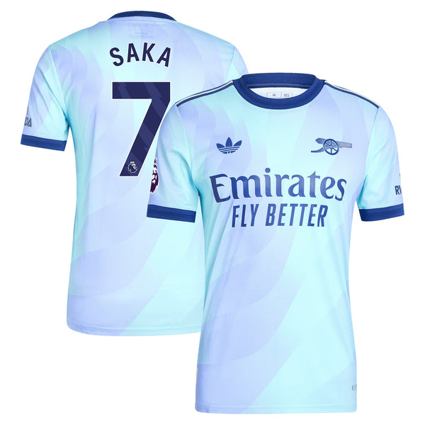 Bukayo Saka Arsenal adidas Originals 2024/25 Third Player Jersey - Aqua