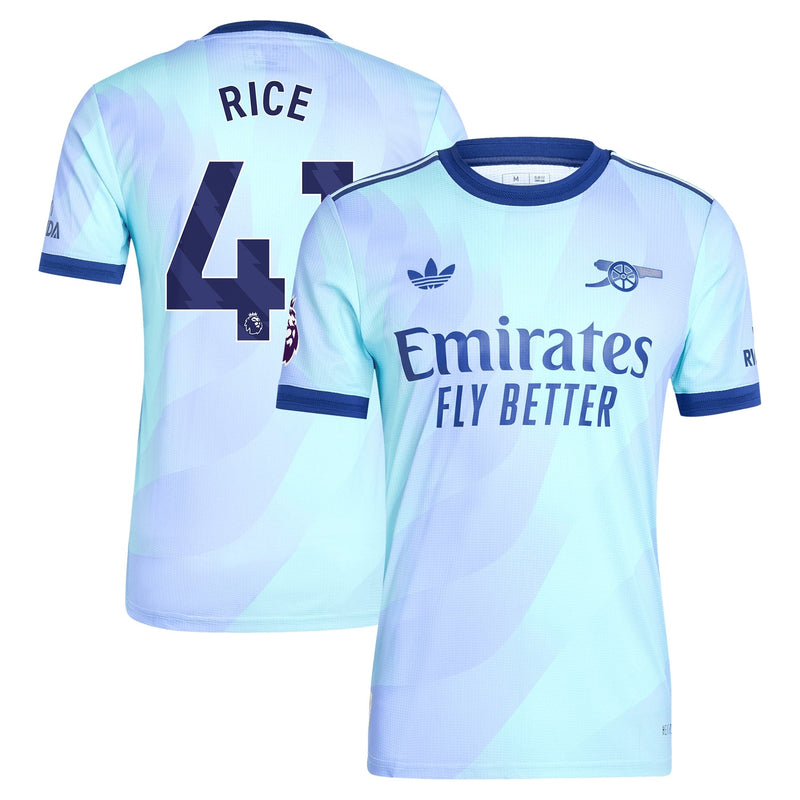 Declan Rice Arsenal adidas Shirt 2024/2025 Third Player Jersey - Aqua