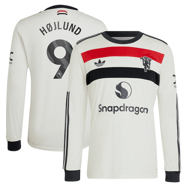 Rasmus Højlund Manchester United adidas Originals 2024/25 Third Long Sleeve Jersey - Cream