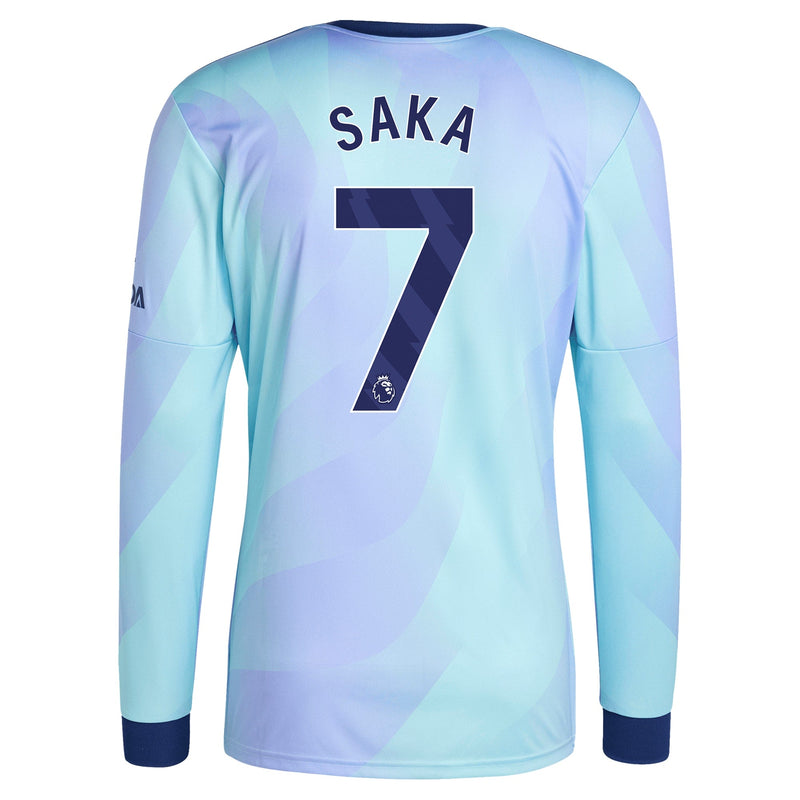 Bukayo Saka Arsenal adidas Originals 2024/25 Third Long Sleeve Player Jersey - Aqua