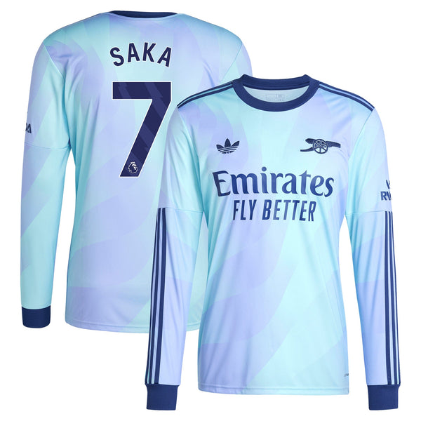 Bukayo Saka Arsenal adidas Originals 2024/25 Third Long Sleeve Player Jersey - Aqua