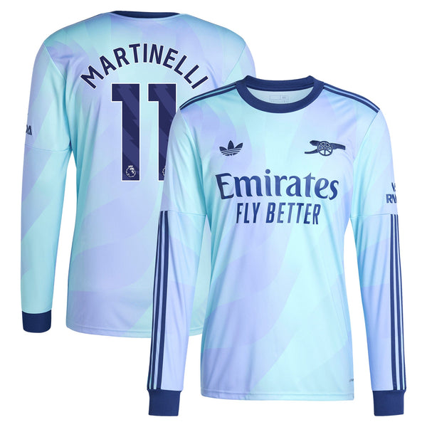 Gabriel Martinelli Arsenal adidas Originals 2024/25 Third Long Sleeve Player Jersey - Aqua