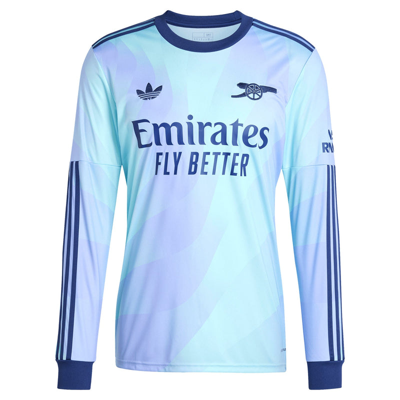 Declan Rice Arsenal adidas Originals 2024/25 Third Long Sleeve Player Jersey - Aqua