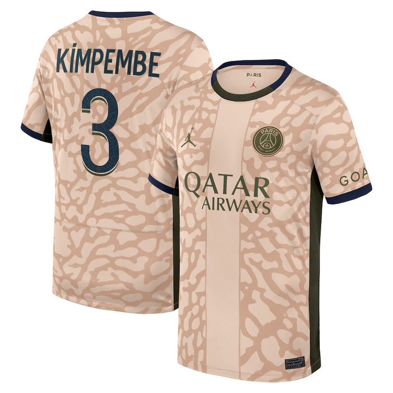 Presnel Kimpembe Paris Saint-Germain Jordan Brand  2023/24 Fourth Stadium  Player Jersey – Tan