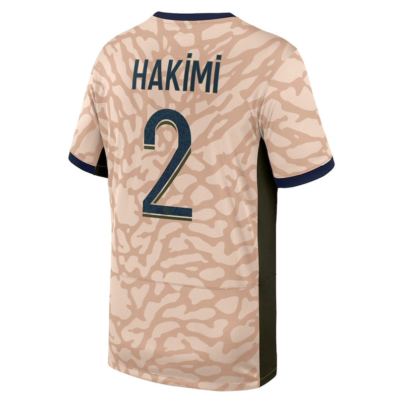 Achraf Hakimi Paris Saint-Germain Jordan Brand  2023/24 Fourth Stadium  Player Jersey – Tan