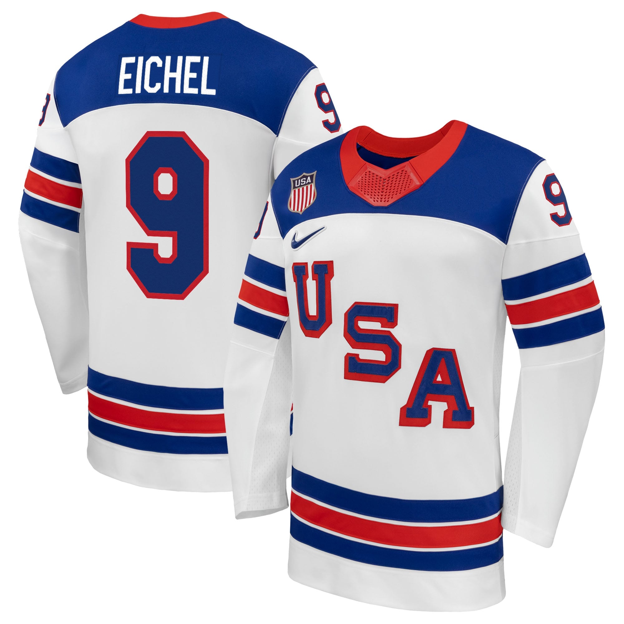 Town Jersey Jack Eichel USA Hockey Nike 2026 Away Replica Jersey White