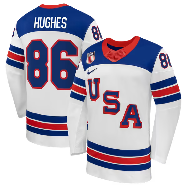 Town Jersey Nike US Hockey Jack Hughes 2026 Away Replica Jersey