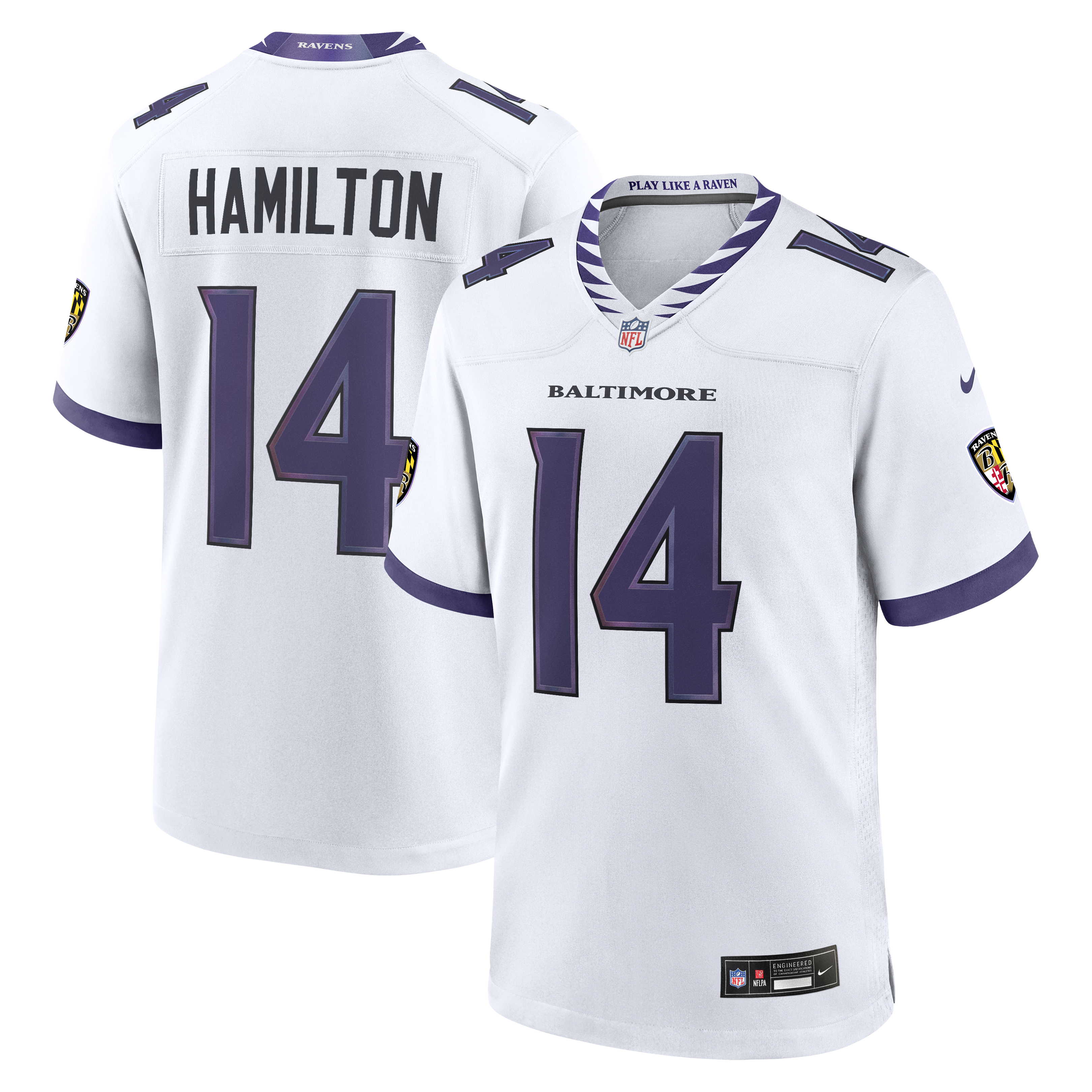 Custom Kyle Hamilton Baltimore Ravens Game Jersey White