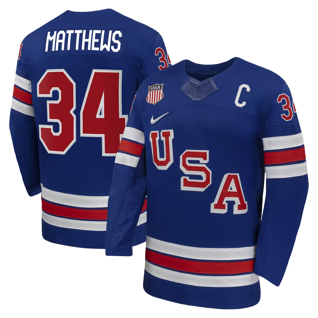 Town Jersey Nike US Hockey 2026 Auston Matthews Home Replica Jersey