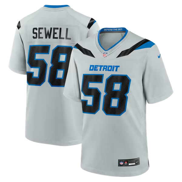 Penei Sewell Detroit Lions Nike 2026 Rivalries Collection Game Jersey - Silver