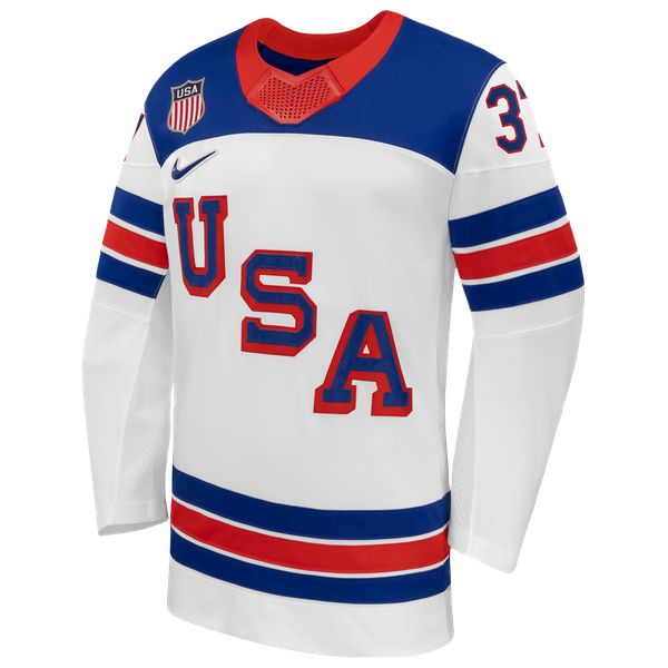 Town Jersey Nike Connor Hellebuyck US Hockey 2026 Away Jersey - White