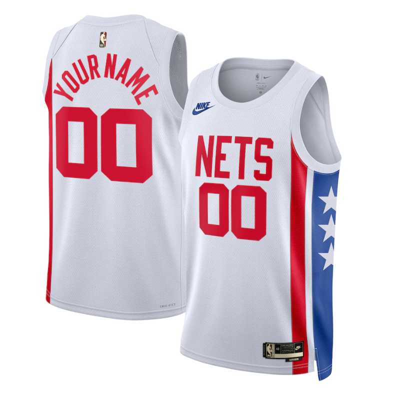 Brooklyn Nets Team Unisex 2022/23 Custom Jersey - Classic Edition - White - Jersey Teams World