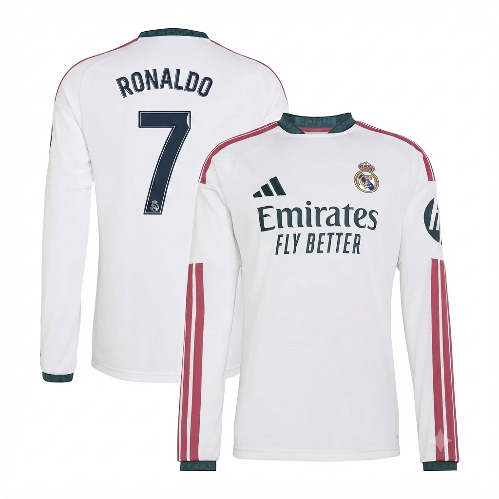 Cristiano Ronaldo 7 Real Madrid  2026/27 Home  Long Sleeve Jersey - White