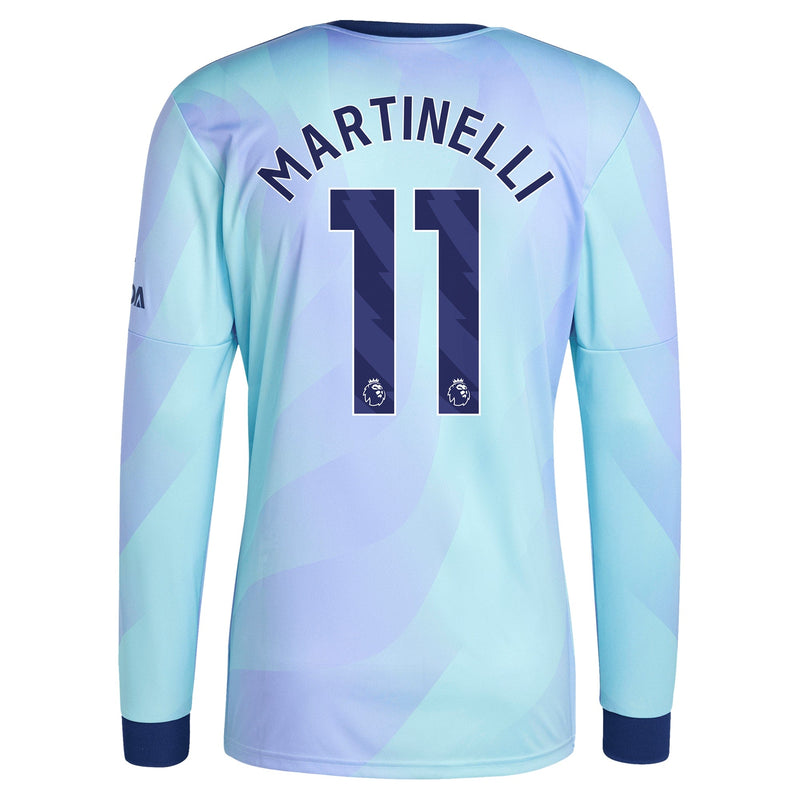 Gabriel Martinelli Arsenal adidas Shirt 2024/2025 Third Long Sleeve Player Jersey - Aqua