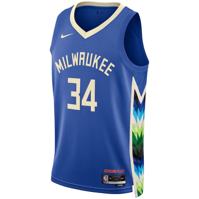 Giannis Antetokounmpo Milwaukee Bucks Unisex 2023 Swingman Jersey - City Edition - Royal - Jersey Teams World