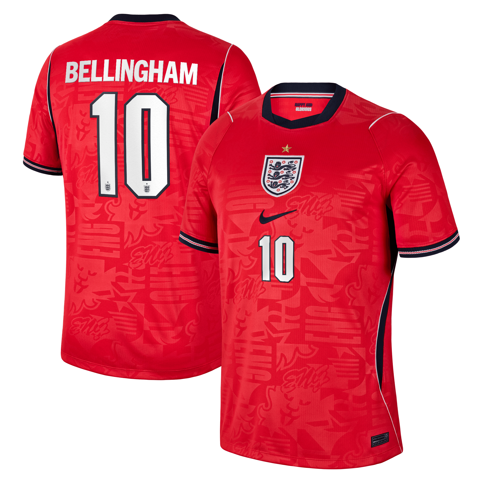 Jude Bellingham England National Team Town Jersey 2026 Away Stadium  Jersey - Red