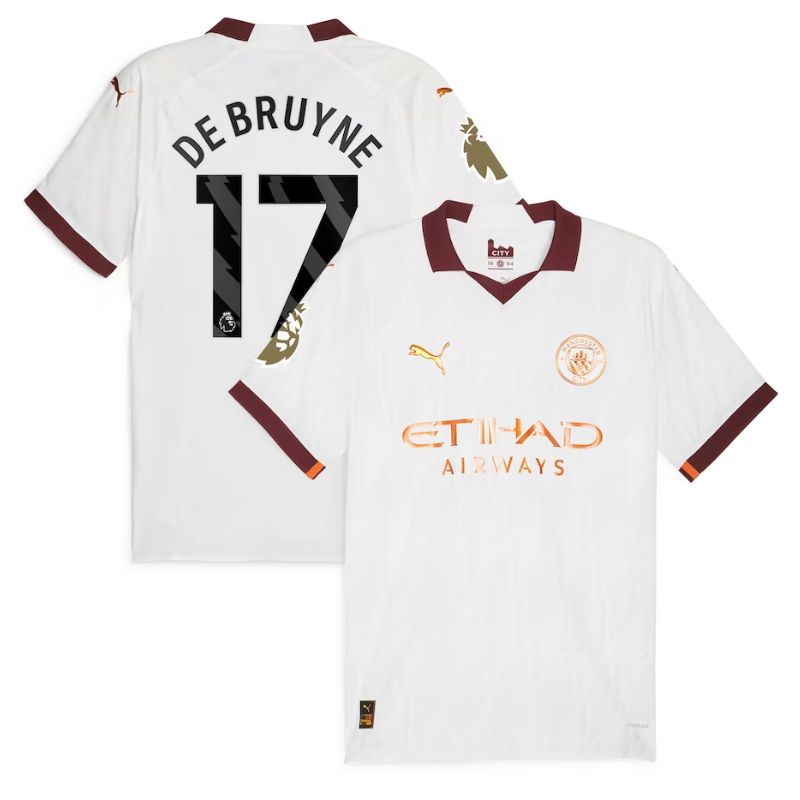 Kevin De Bruyne Manchester City Shirt 2023/24 Away Jersey - White