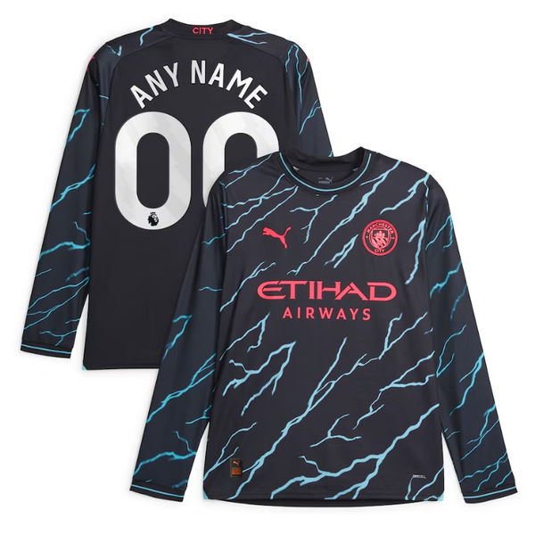 Manchester City 2023/24 Third Long Sleeve Custom Jersey - Navy