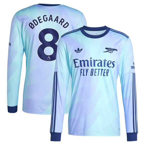 Martin Odegaard Arsenal adidas Shirt 2024/2025 Third Long Sleeve Player Jersey - Aqua