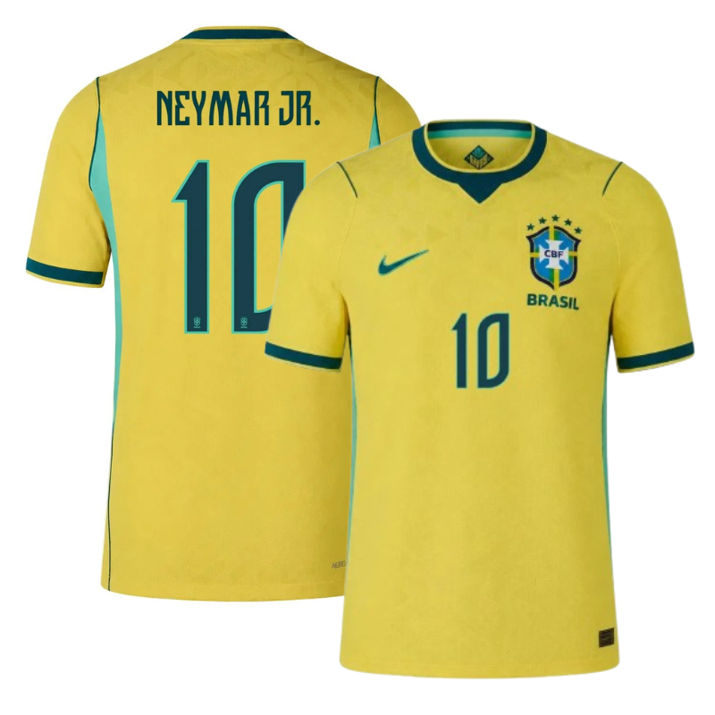 Neymar Jr. #10 Brazil National Team Custom 2026 Home Stadium Replica Jersey – Yellow - Jersey Teams World
