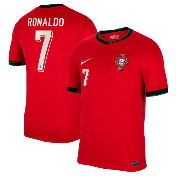 Portugal Nike Home Stadium Shirt 2024 with Ronaldo 7 printing Jersey - Red