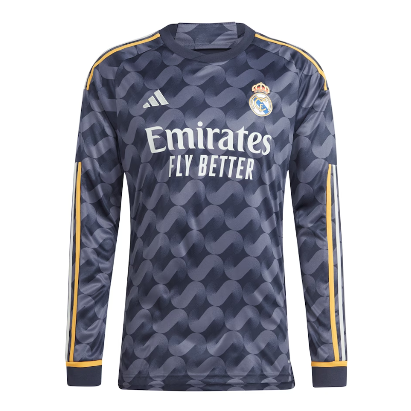 Real Madrid Adidas 2023/24 Away Long Sleeve Custom Jersey - Navy