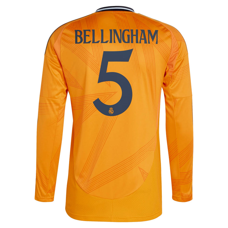 Real Madrid adidas 2024/25 Away Long Sleeve Player Jude Bellingham 5 Jersey - Orange