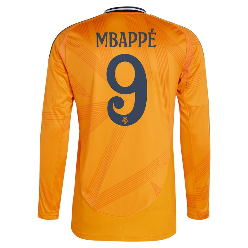 Real Madrid adidas 2024/25 Away Long Sleeve Player Kylian Mbappé  9 Jersey - Orange