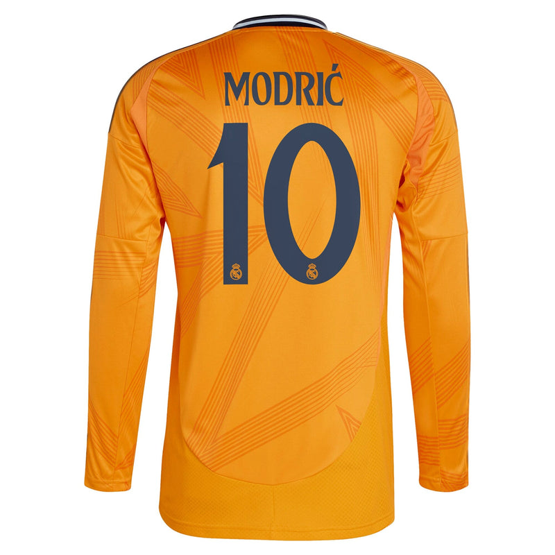 Real Madrid adidas 2024/25 Away Long Sleeve Player Luka Modric 10 Jersey - Orange